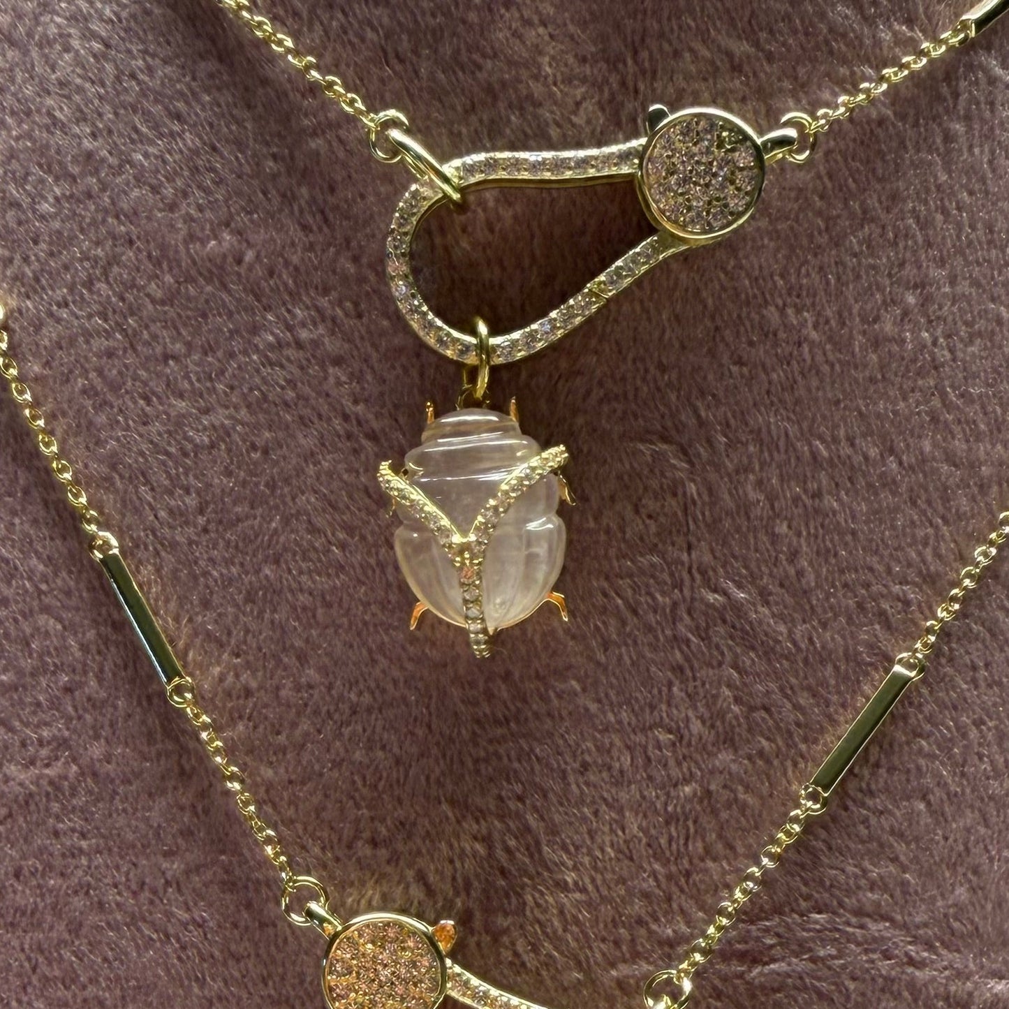 Scarab Pendant Charm- Hand Carved 18k Gold