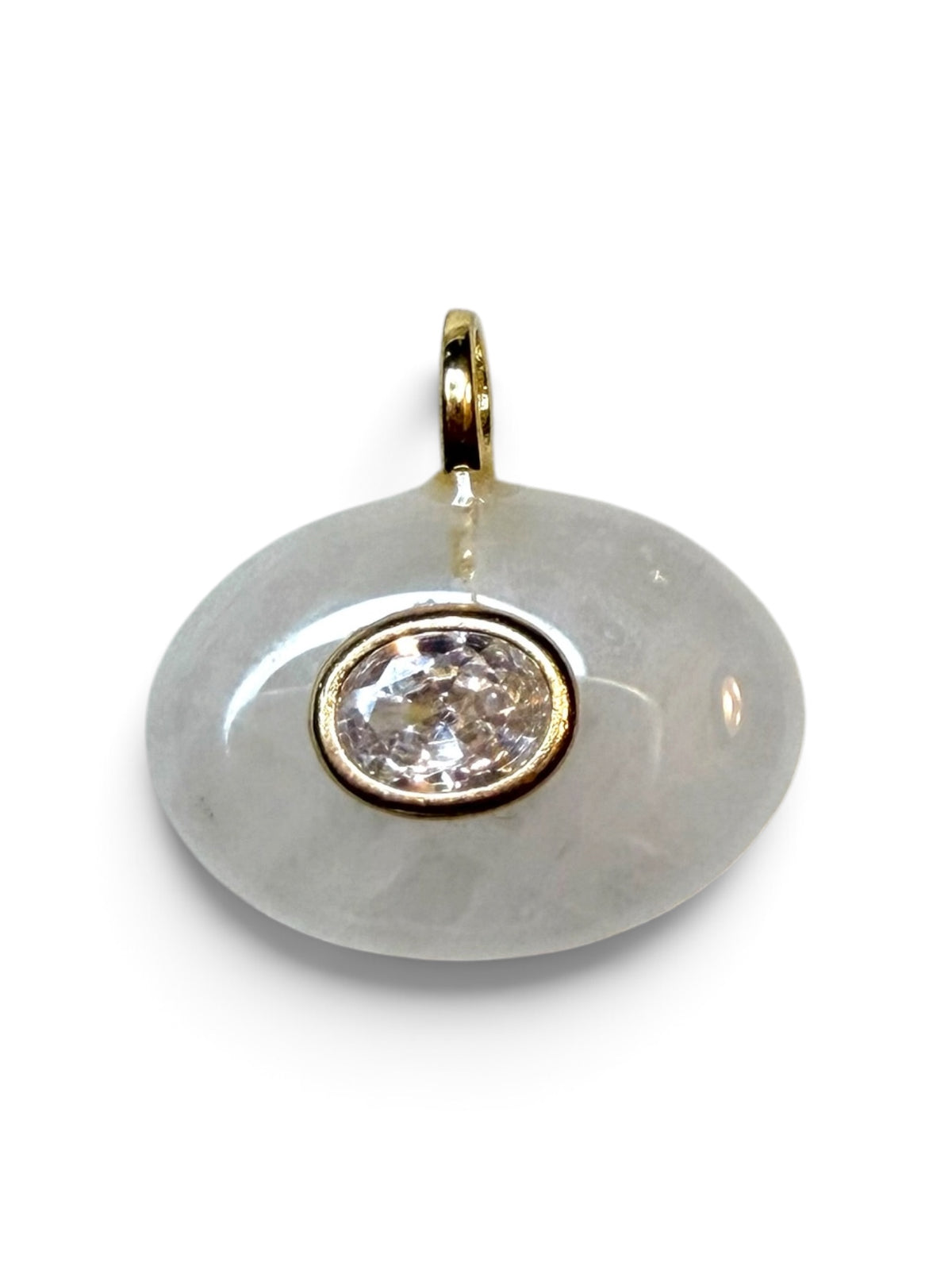 Oval Moonstone Charm with CZ Accent