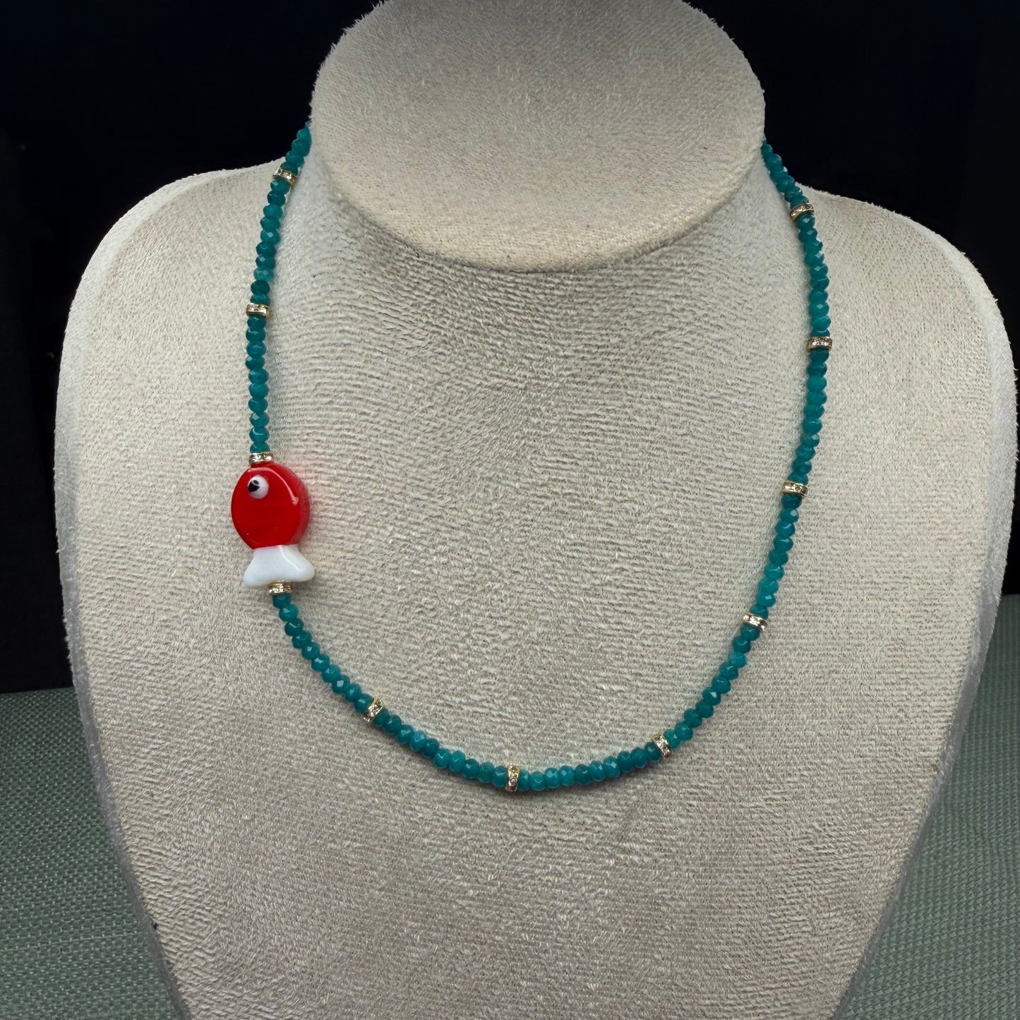 Colorful Murano Fish Charm Necklace