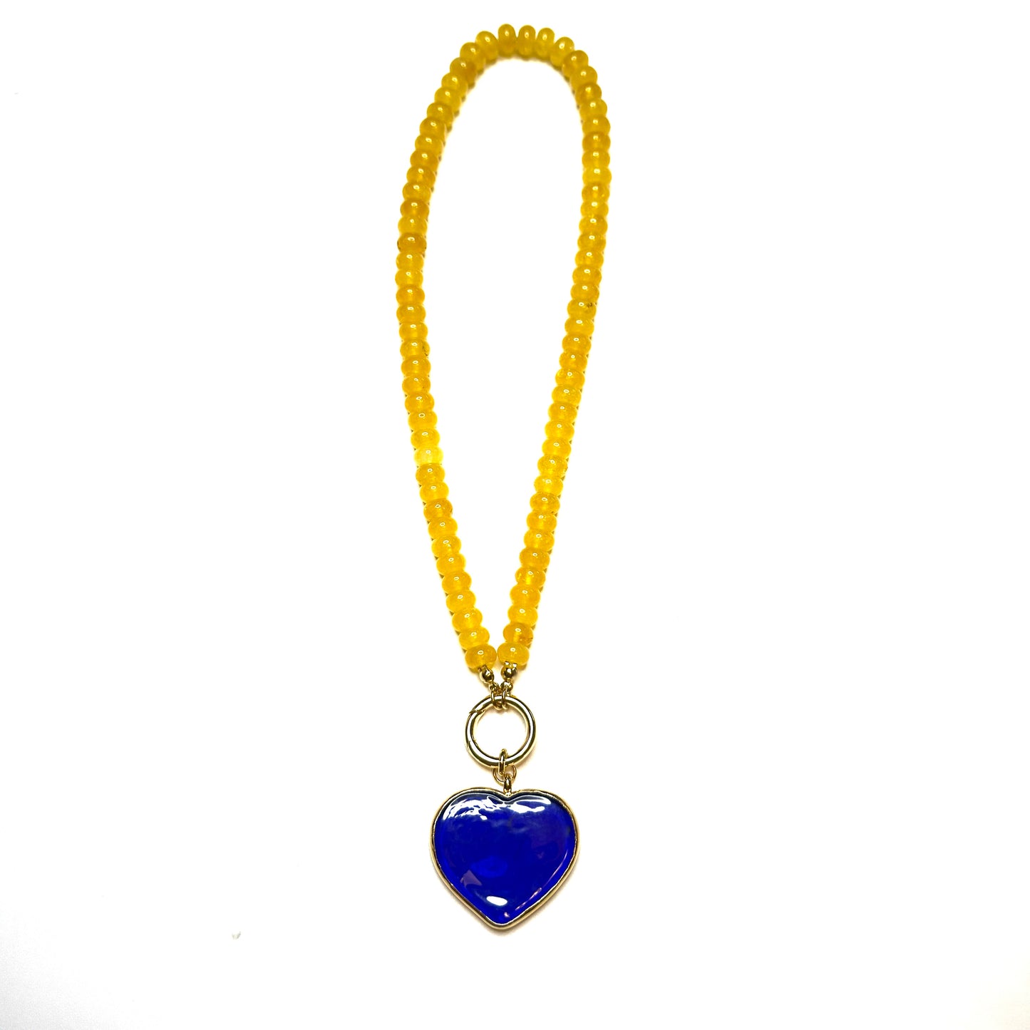 15" Pop Color Natural Stone Sweetheart Necklace