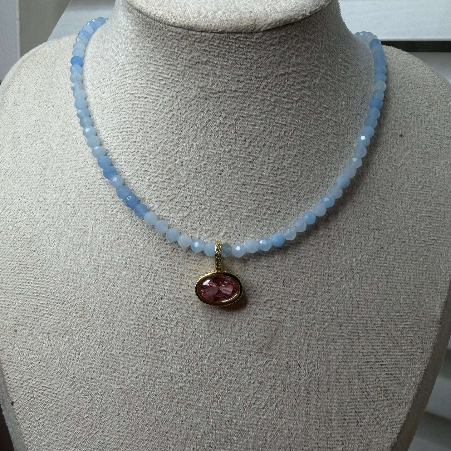 Harmony natural stone with Cubic Zircone Pendant