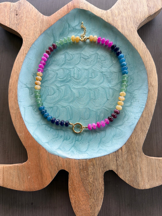 Multicolor Natural Stone Beaded Necklace