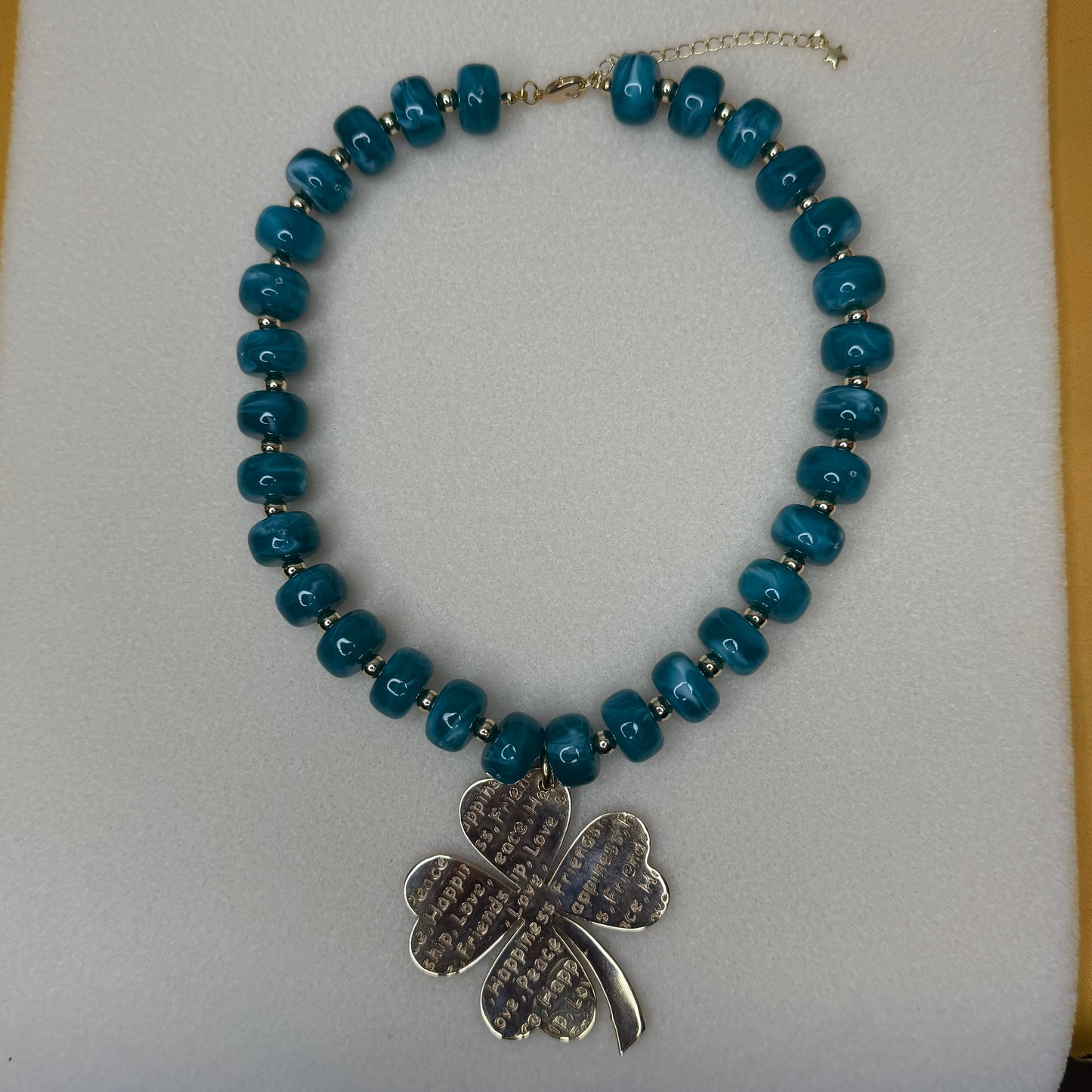 Jumbo Clover Charm  Acrylic Necklace