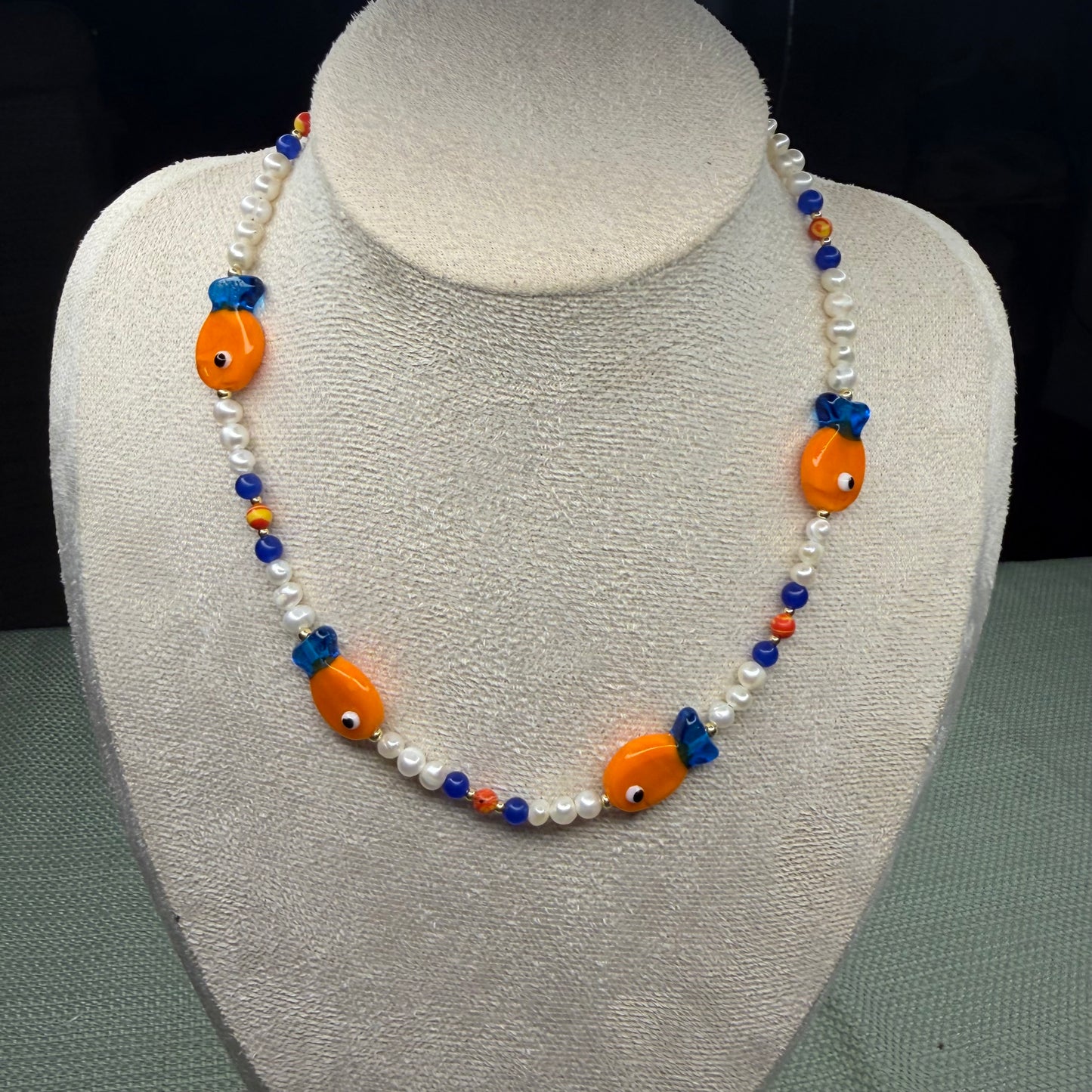 Colorful Murano Fish Charm Necklace