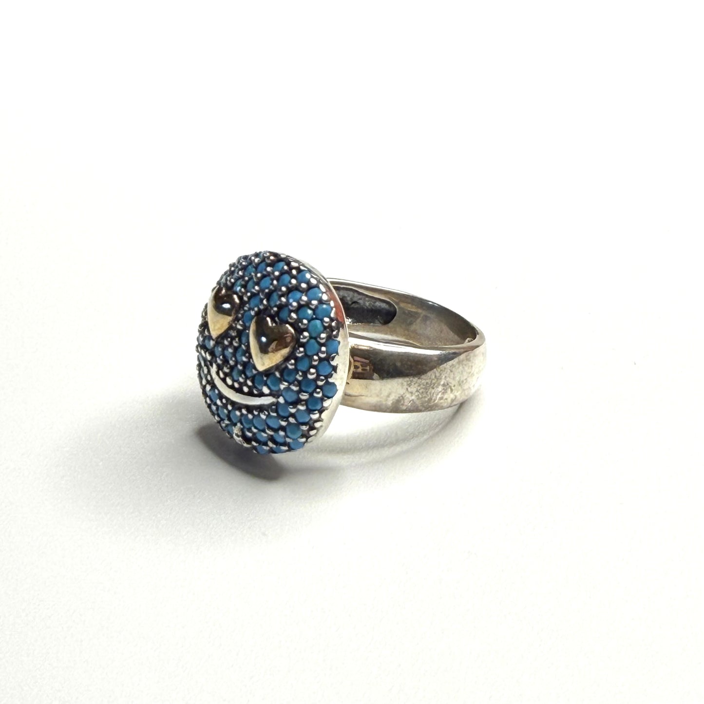 Happy Glow Sterling Silver Ring – 925 Silver with 18K Gold Plated Smiley & CZ Sparkle