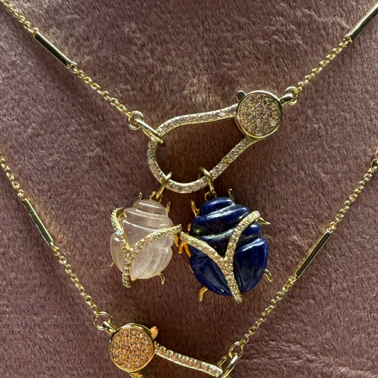 Scarab Pendant Charm- Hand Carved 18k Gold