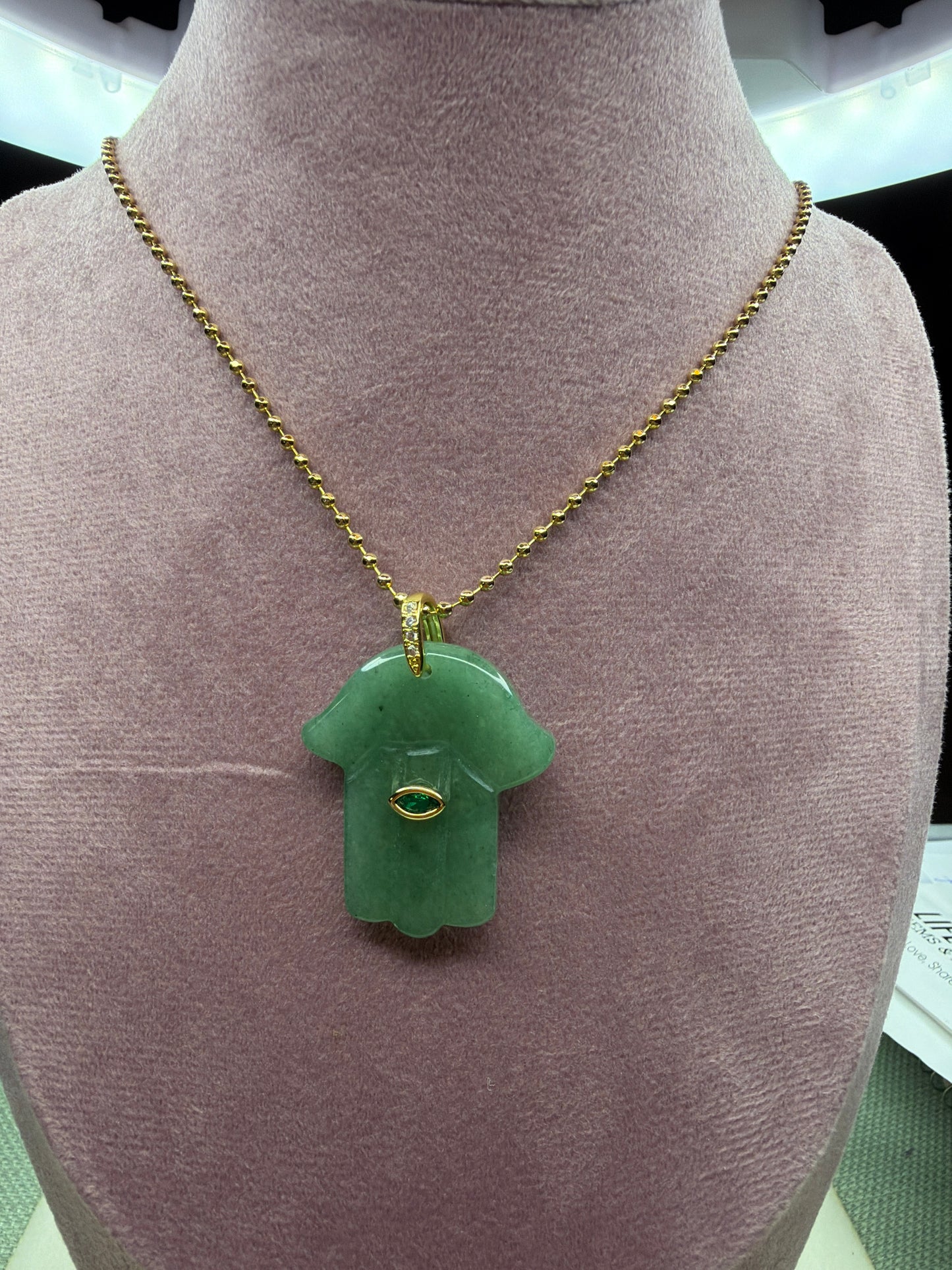 Jumbo Hamsa Stone Charm – Natural Stone Protection Pendant 🪬✨