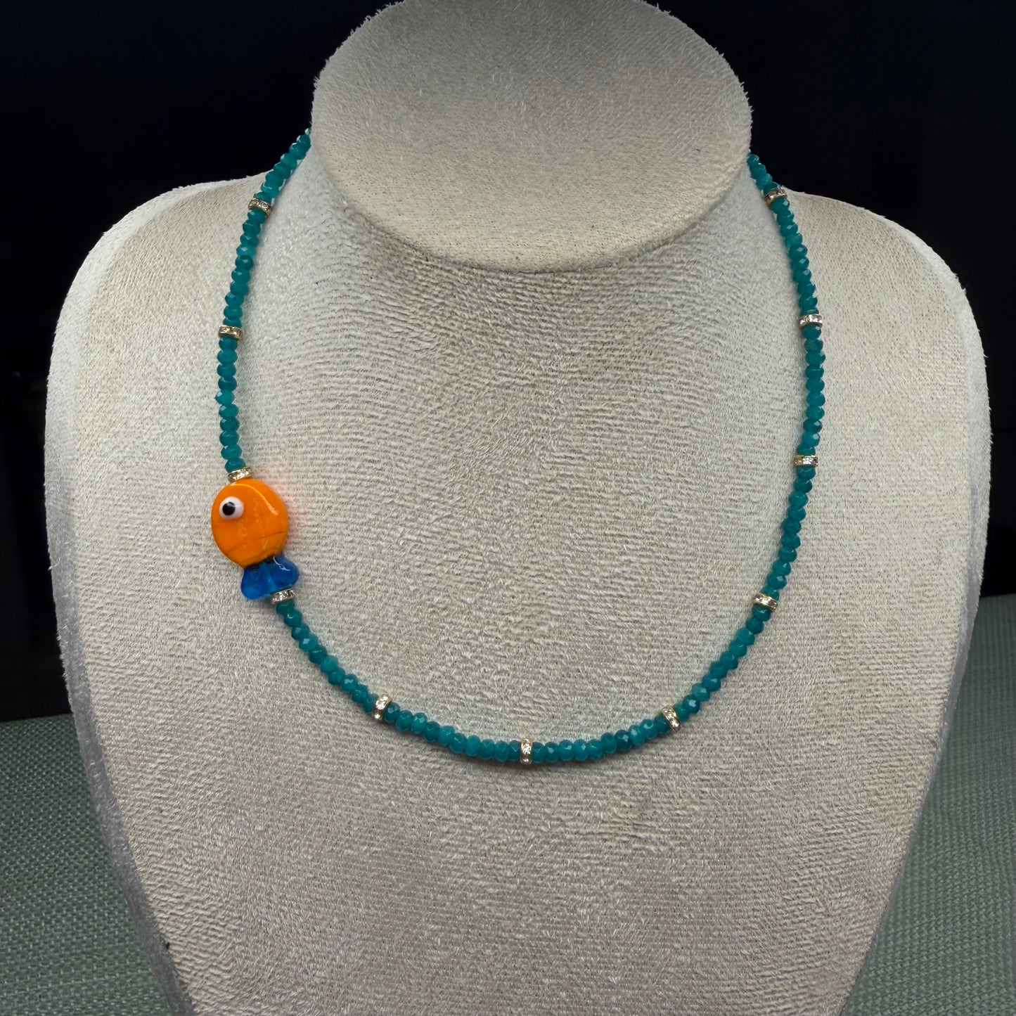 Colorful Murano Fish Charm Necklace