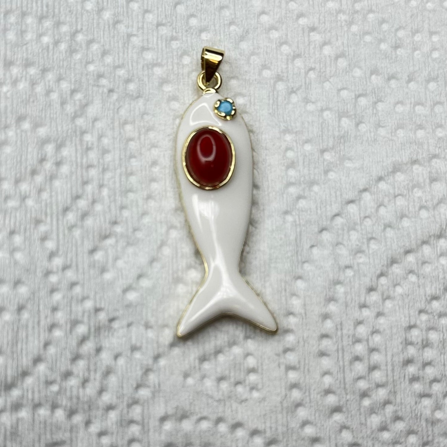 Natural Stone Colorful Fish Charm