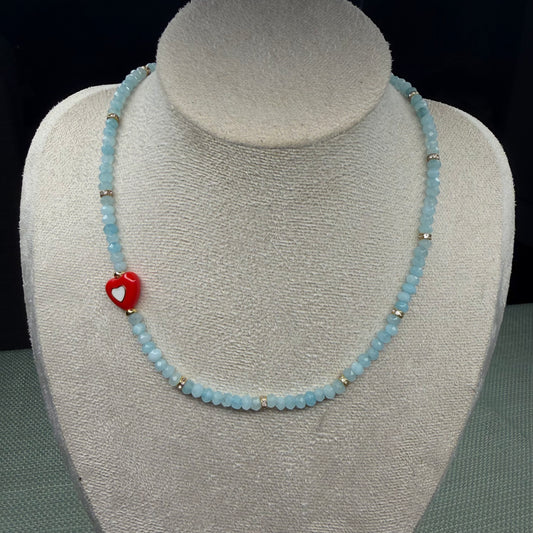 Colorful Murano Heart Charm Necklace