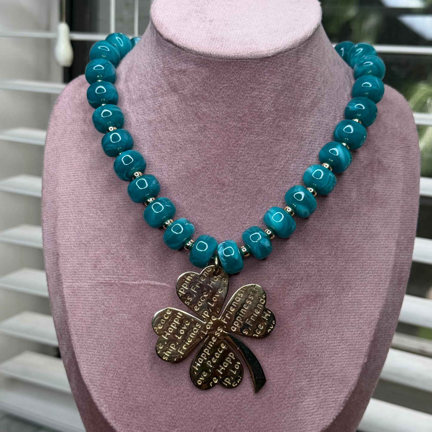 Jumbo Clover Charm  Acrylic Necklace