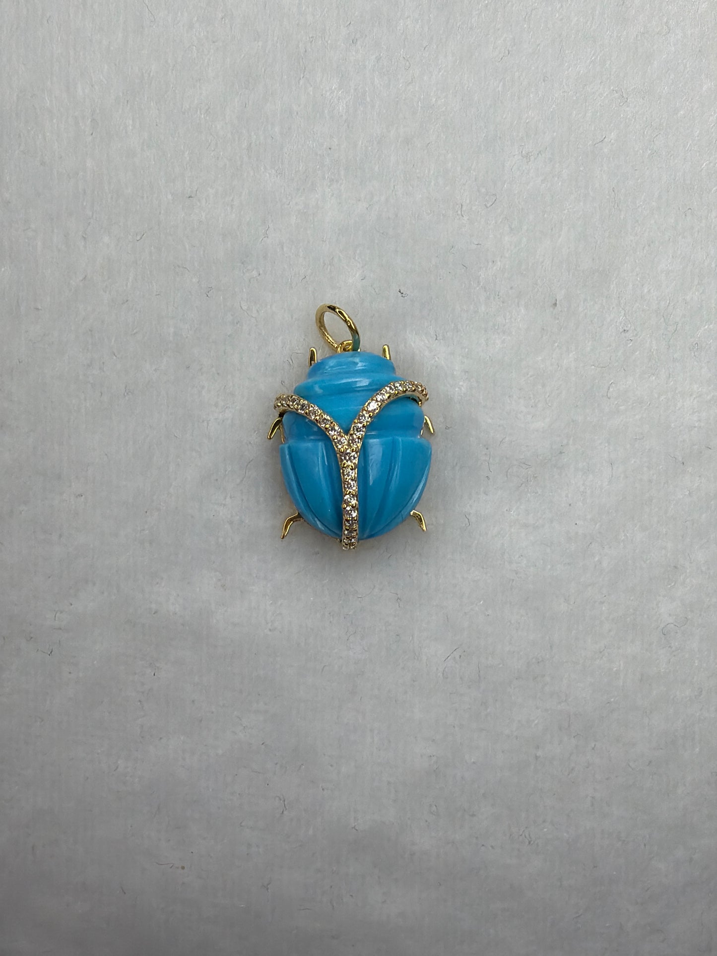 Scarab Pendant Charm- Hand Carved 18k Gold
