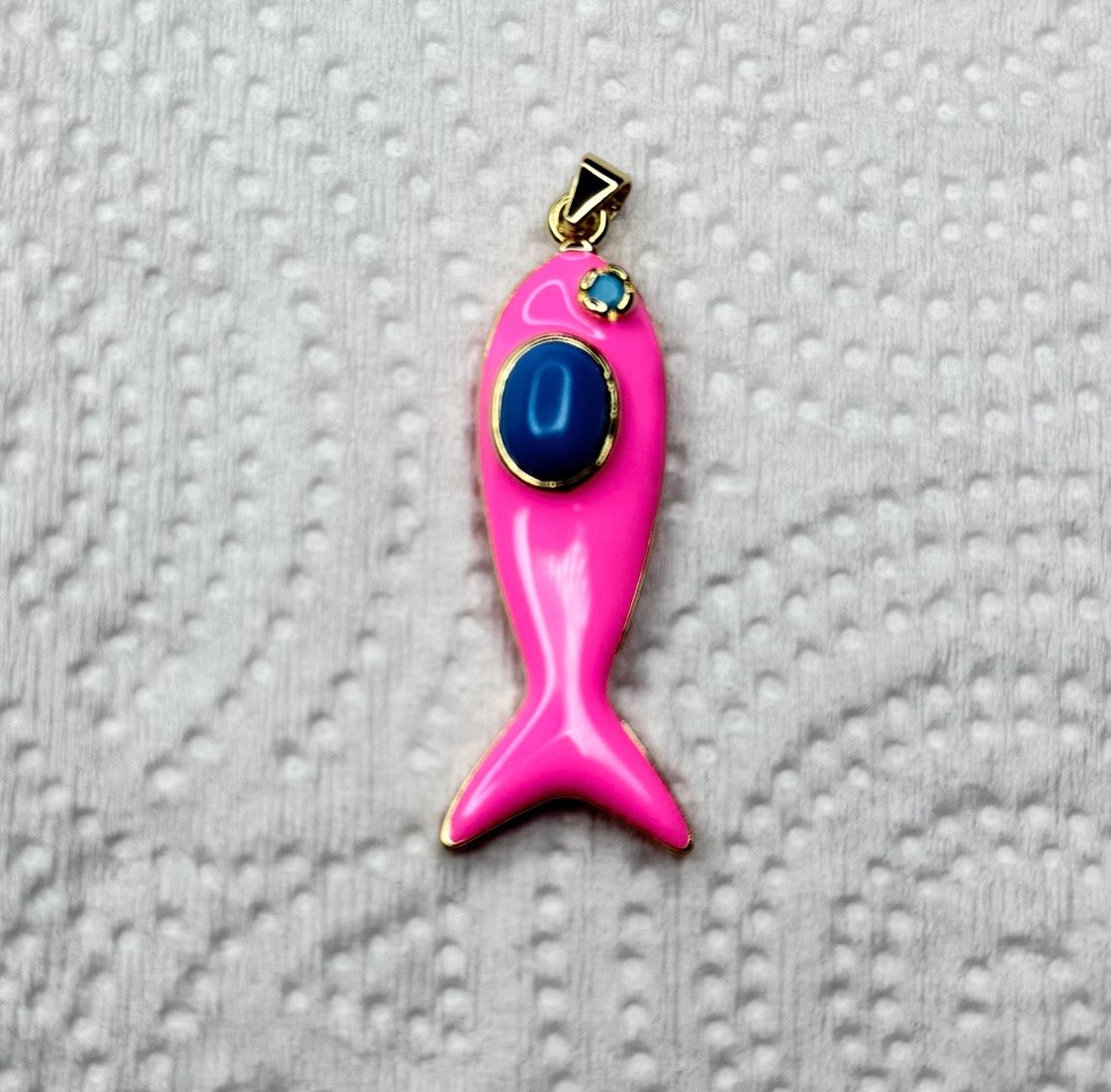 Natural Stone Colorful Fish Charm
