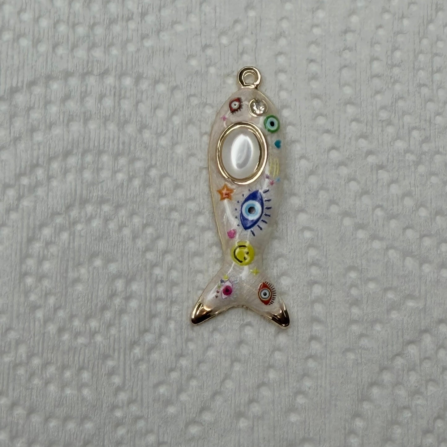 Natural Stone Colorful Fish Charm