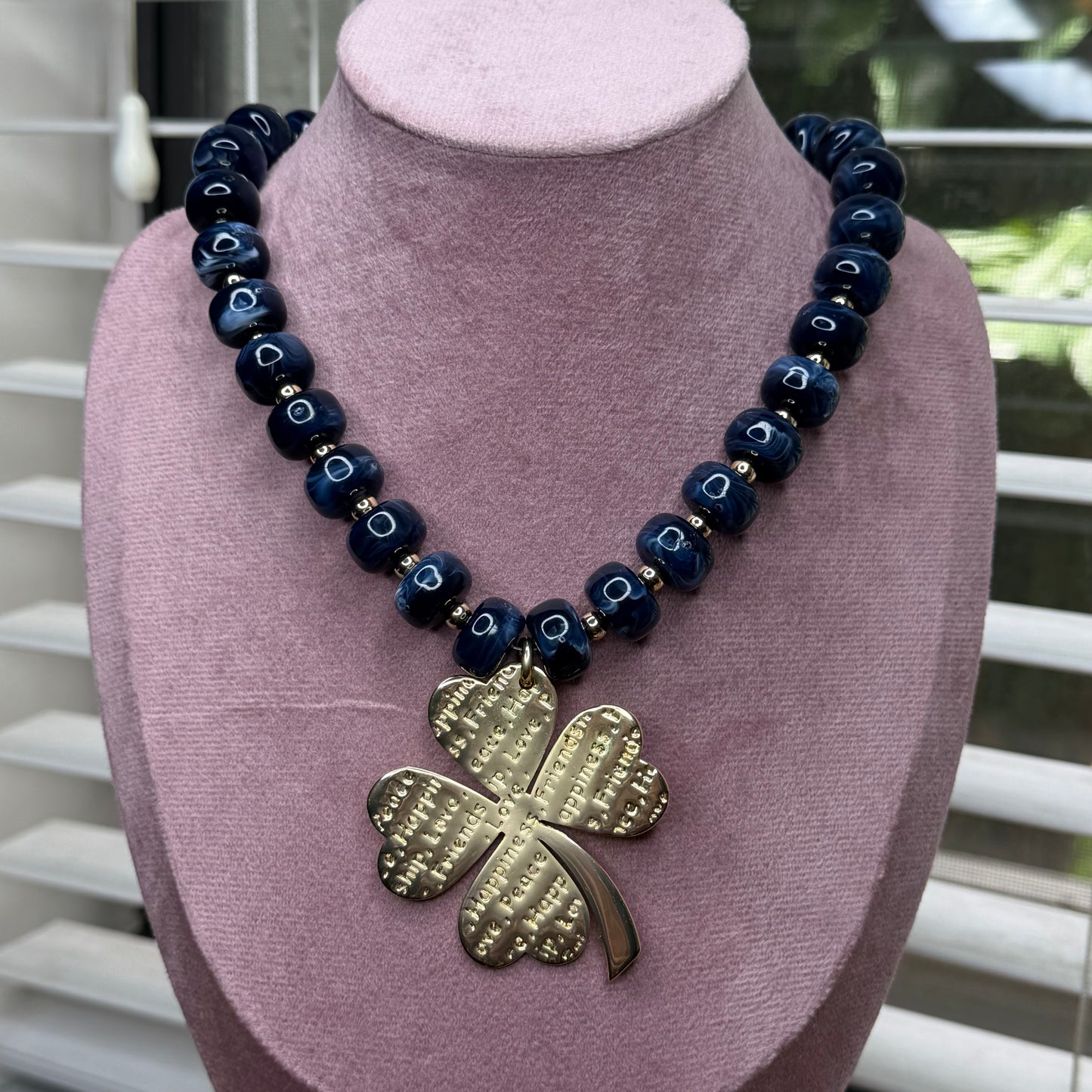 Jumbo Clover Charm  Acrylic Necklace