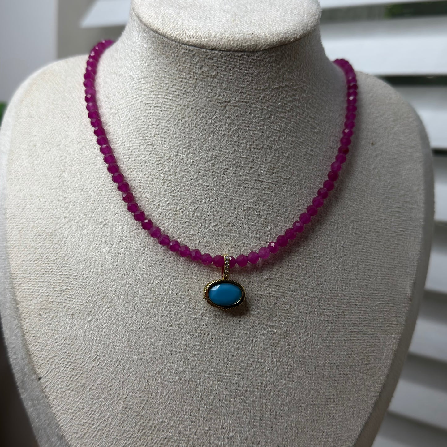 Harmony natural stone with Cubic Zircone Pendant