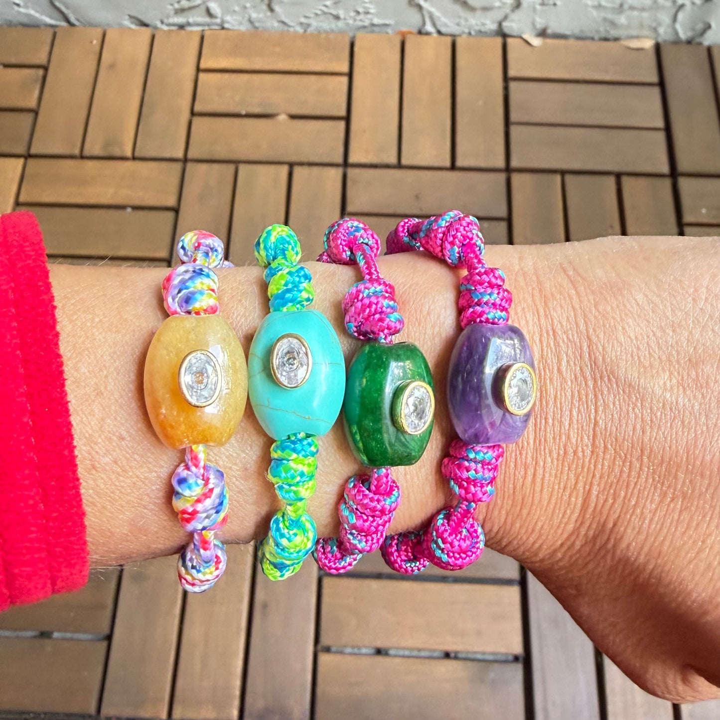 Paracord Knot Bracelet with Jade Charm