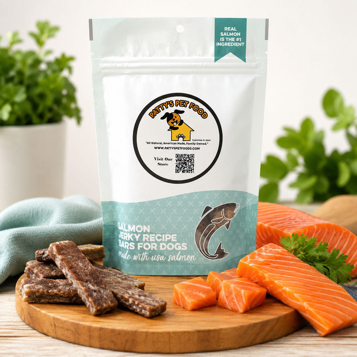 Wild-Caught Salmon Jerky Dog Treats – Human-Grade Grain-Free High-Protein Training Treats