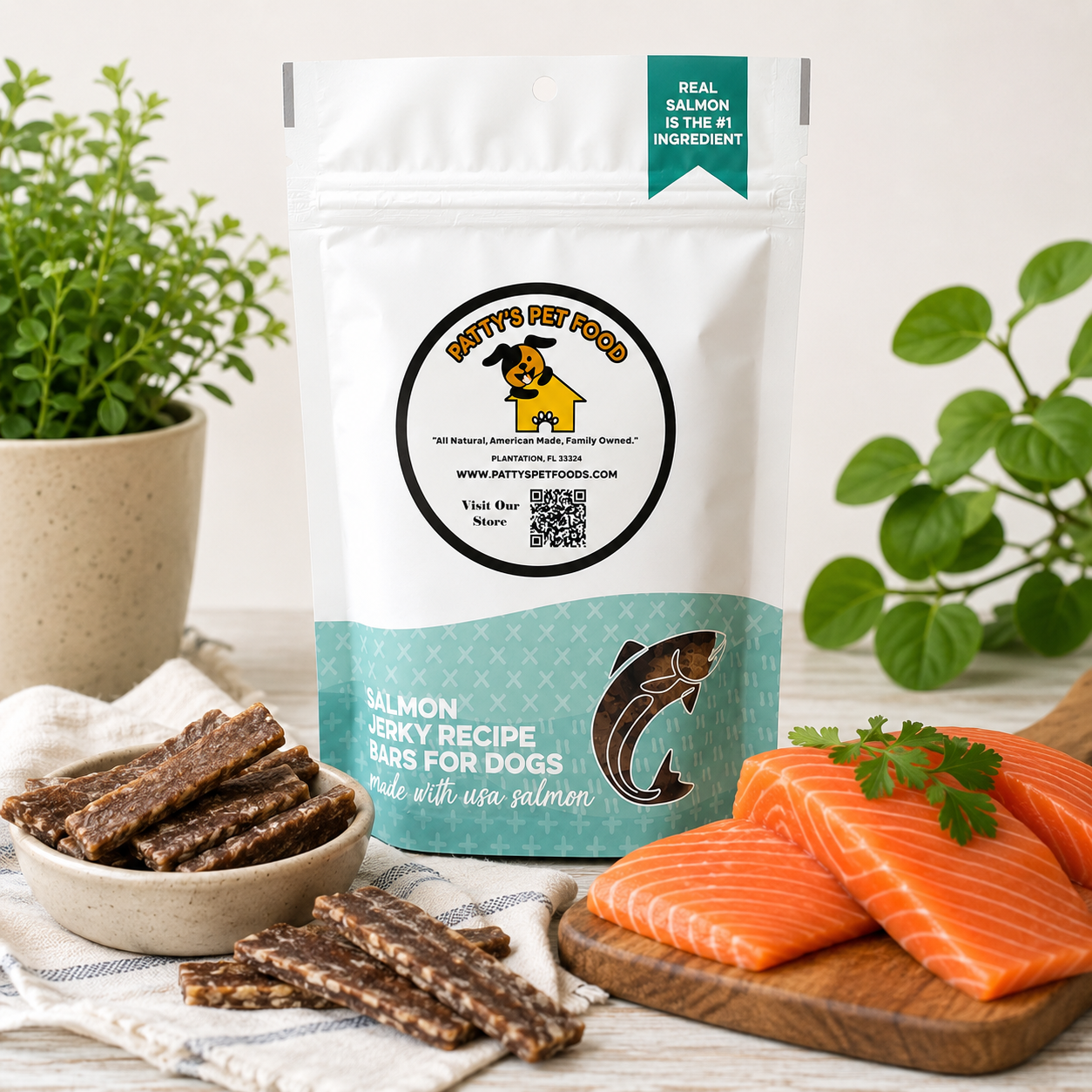 Wild-Caught Salmon Jerky Dog Treats – Human-Grade Grain-Free High-Protein Training Treats