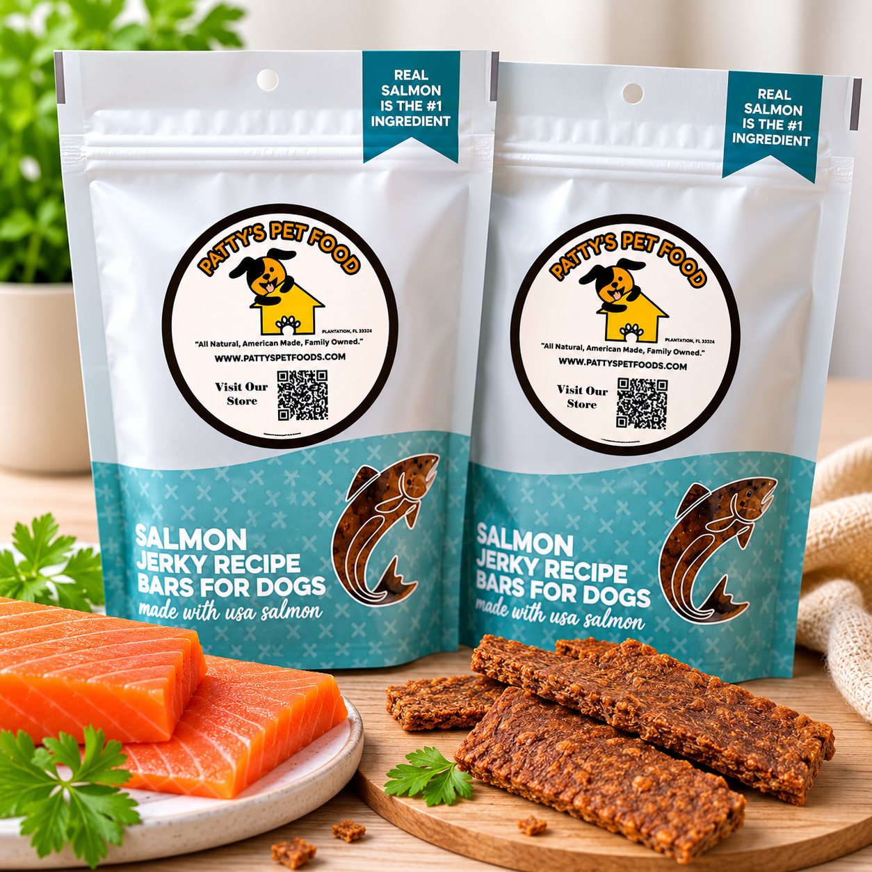 Wild-Caught Salmon Jerky Dog Treats – Human-Grade Grain-Free High-Protein Training Treats