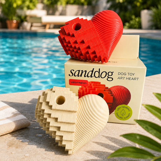 🐾 Sanddog Heart Art Organic Rubber Dog Chew Toy