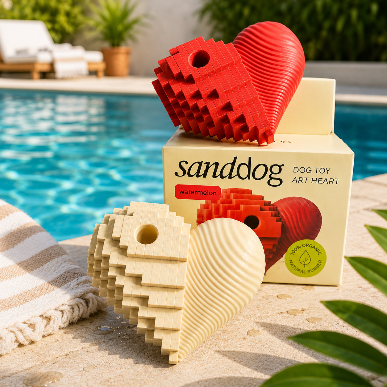 🐾 Sanddog Heart Art Organic Rubber Dog Chew Toy