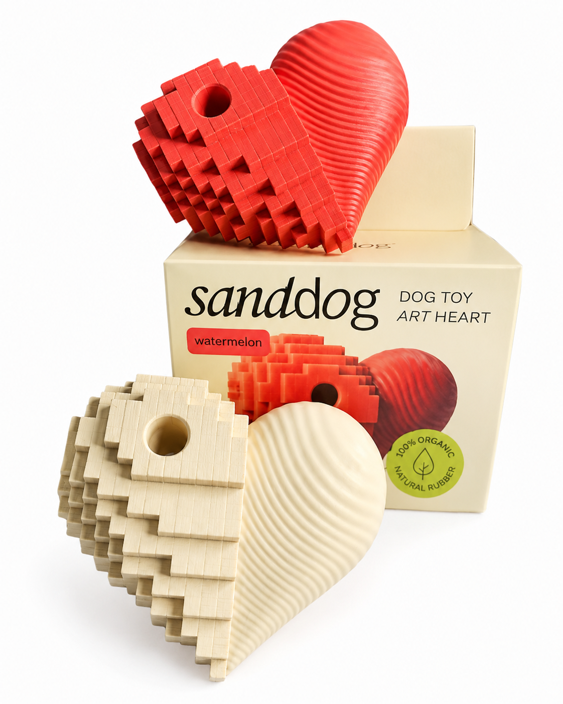 🐾 Sanddog Heart Art Organic Rubber Dog Chew Toy