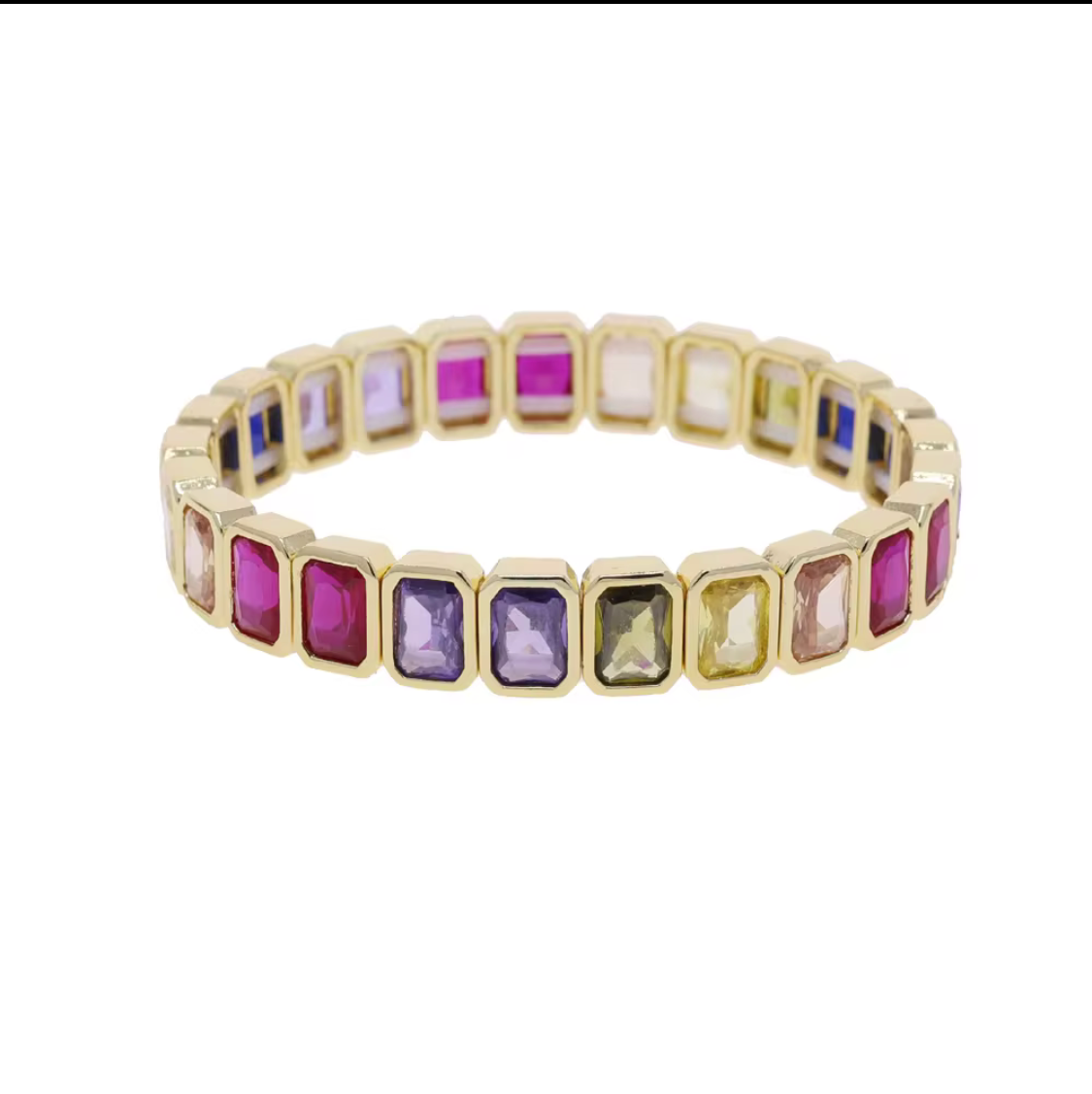 Rainbow Cubic Zirconia Stretch Tennis Bracelet (6 inches)