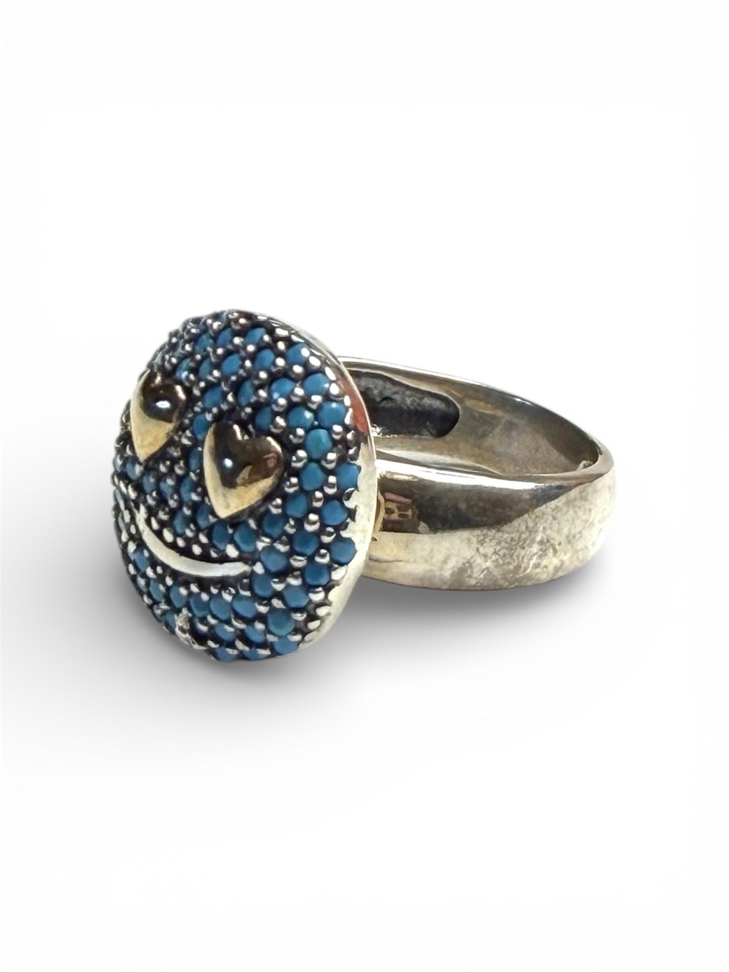 Happy Glow Sterling Silver Ring – 925 Silver with 18K Gold Plated Smiley & CZ Sparkle