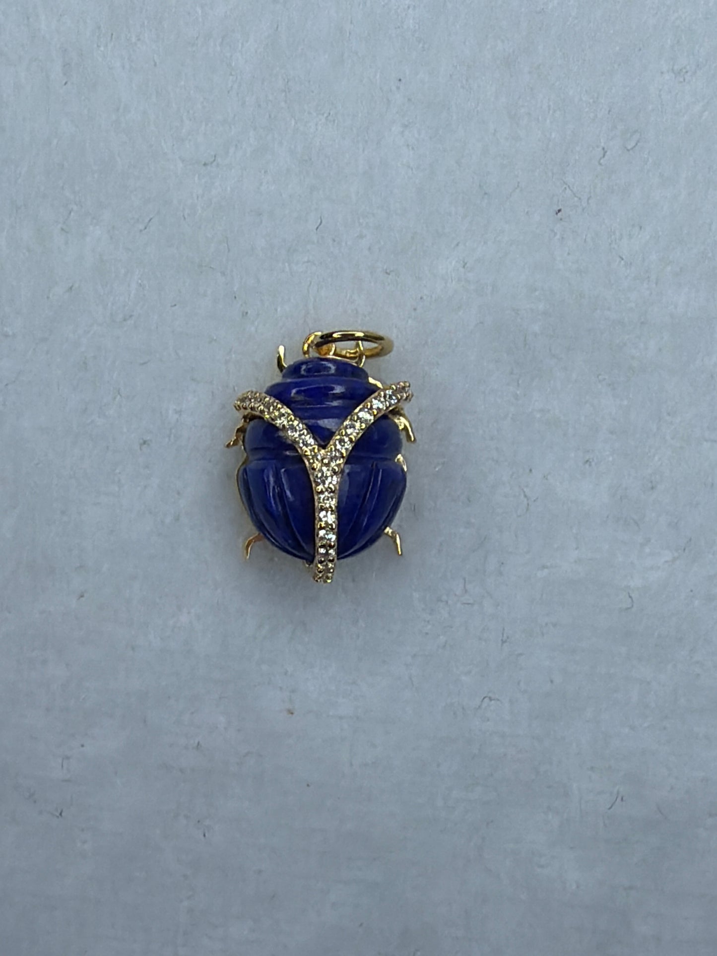 Scarab Pendant Charm- Hand Carved 18k Gold