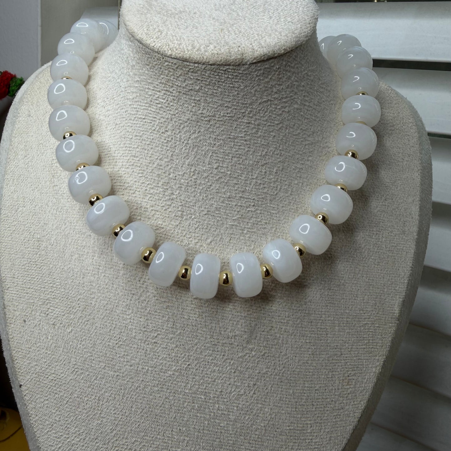 Colorful Acrylic Bead Necklace With 14k Balin Gold Spacer