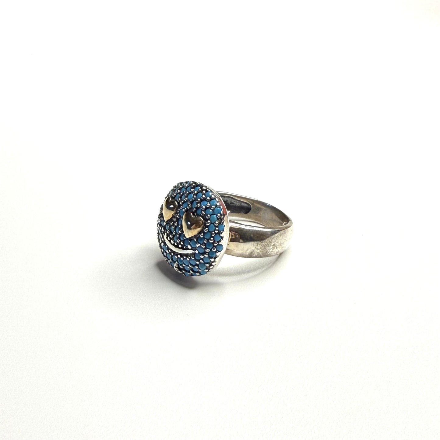 Happy Glow Sterling Silver Ring – 925 Silver with 18K Gold Plated Smiley & CZ Sparkle