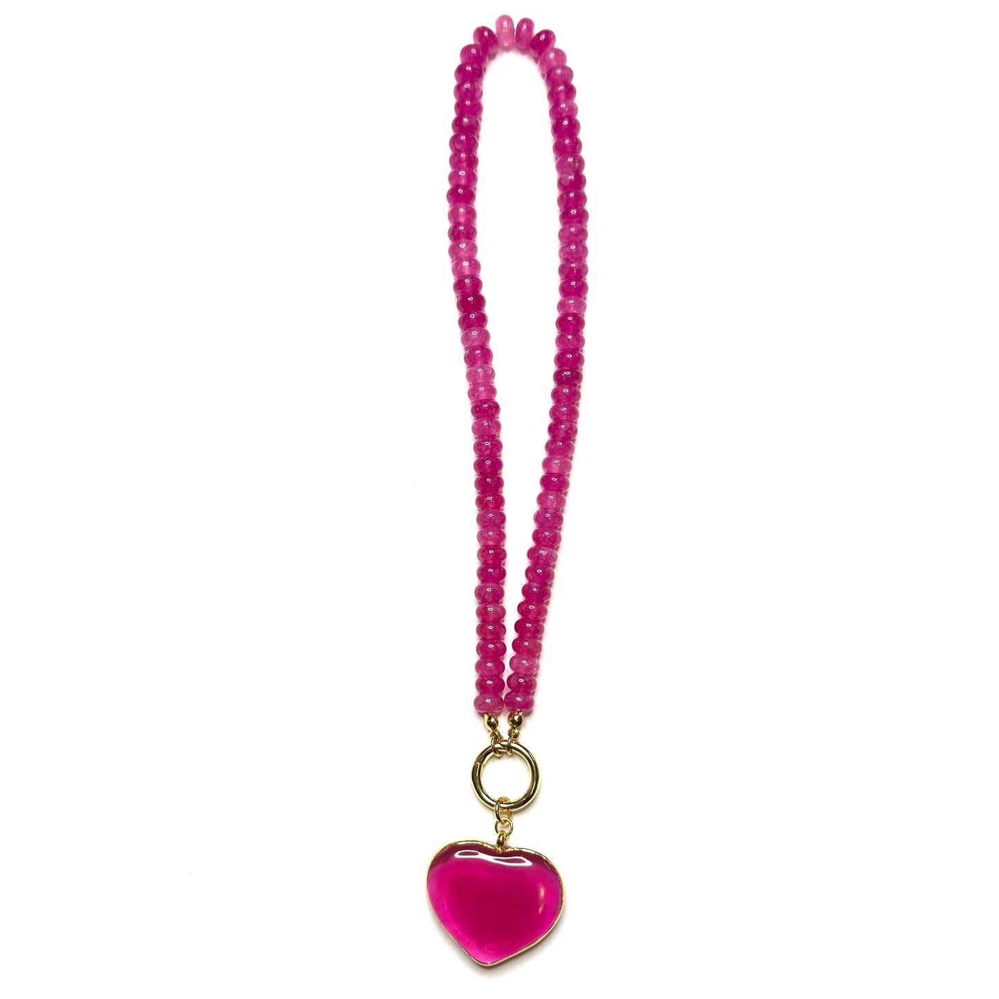 15" Pop Color Natural Stone Sweetheart Necklace