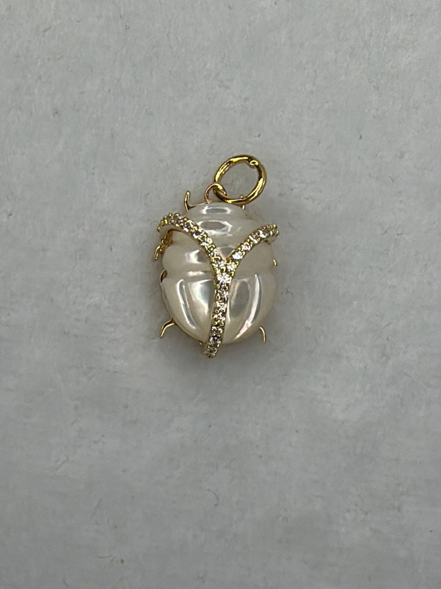 Scarab Pendant Charm- Hand Carved 18k Gold