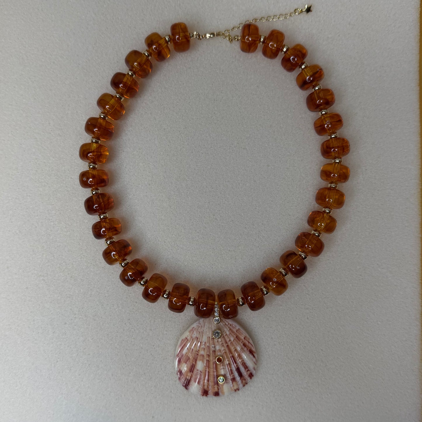 Colorful Acrylic Beaded Shell Pendant Necklace