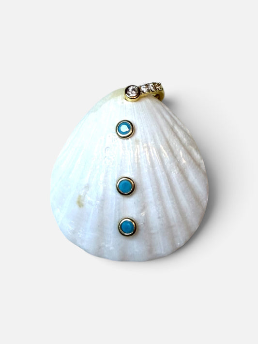 Natural Mother Pearl Shell Pendant with Turquoise Accent