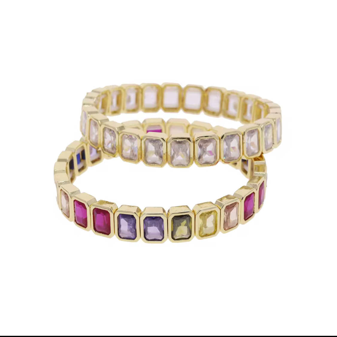 Rainbow Cubic Zirconia Stretch Tennis Bracelet (6 inches)