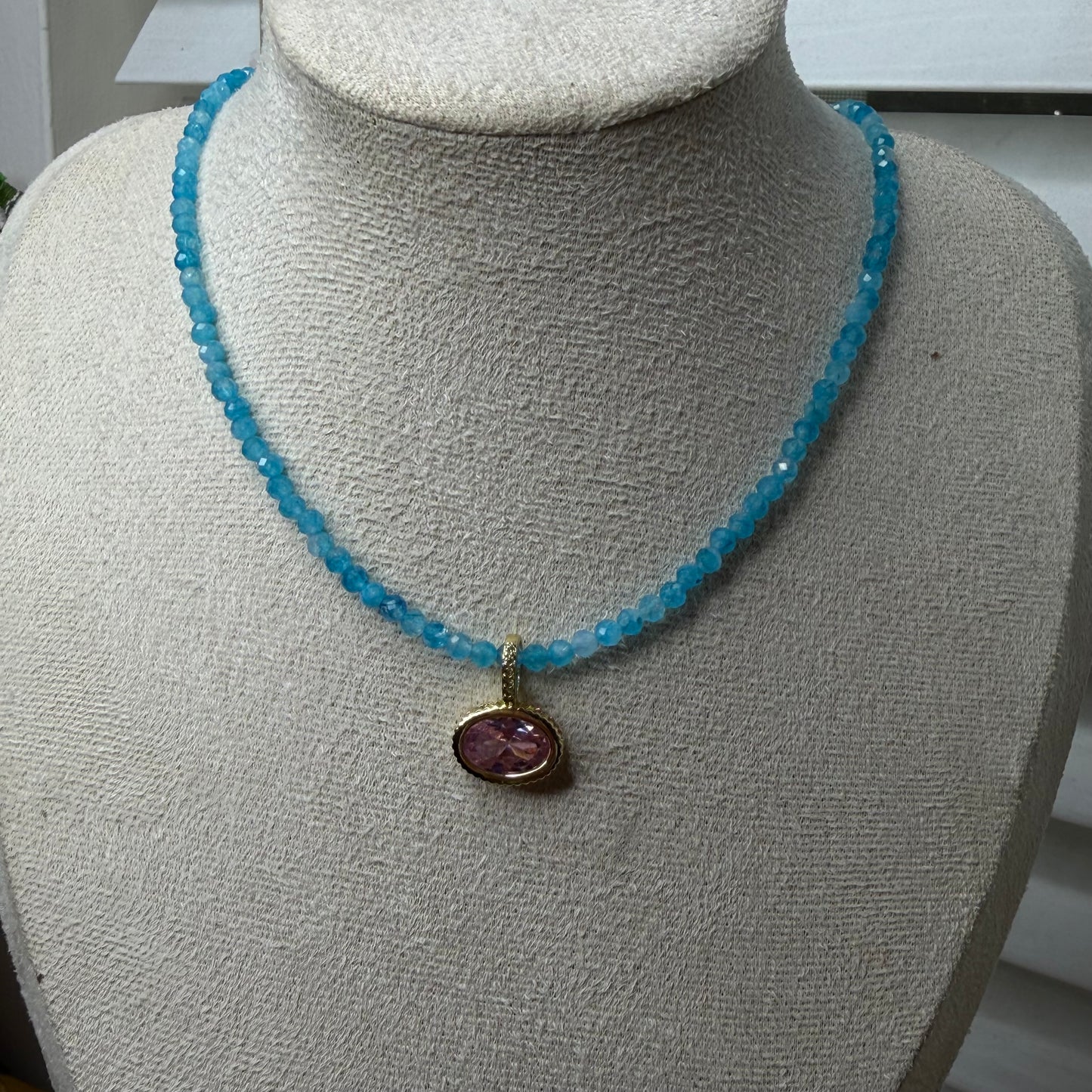 Harmony natural stone with Cubic Zircone Pendant