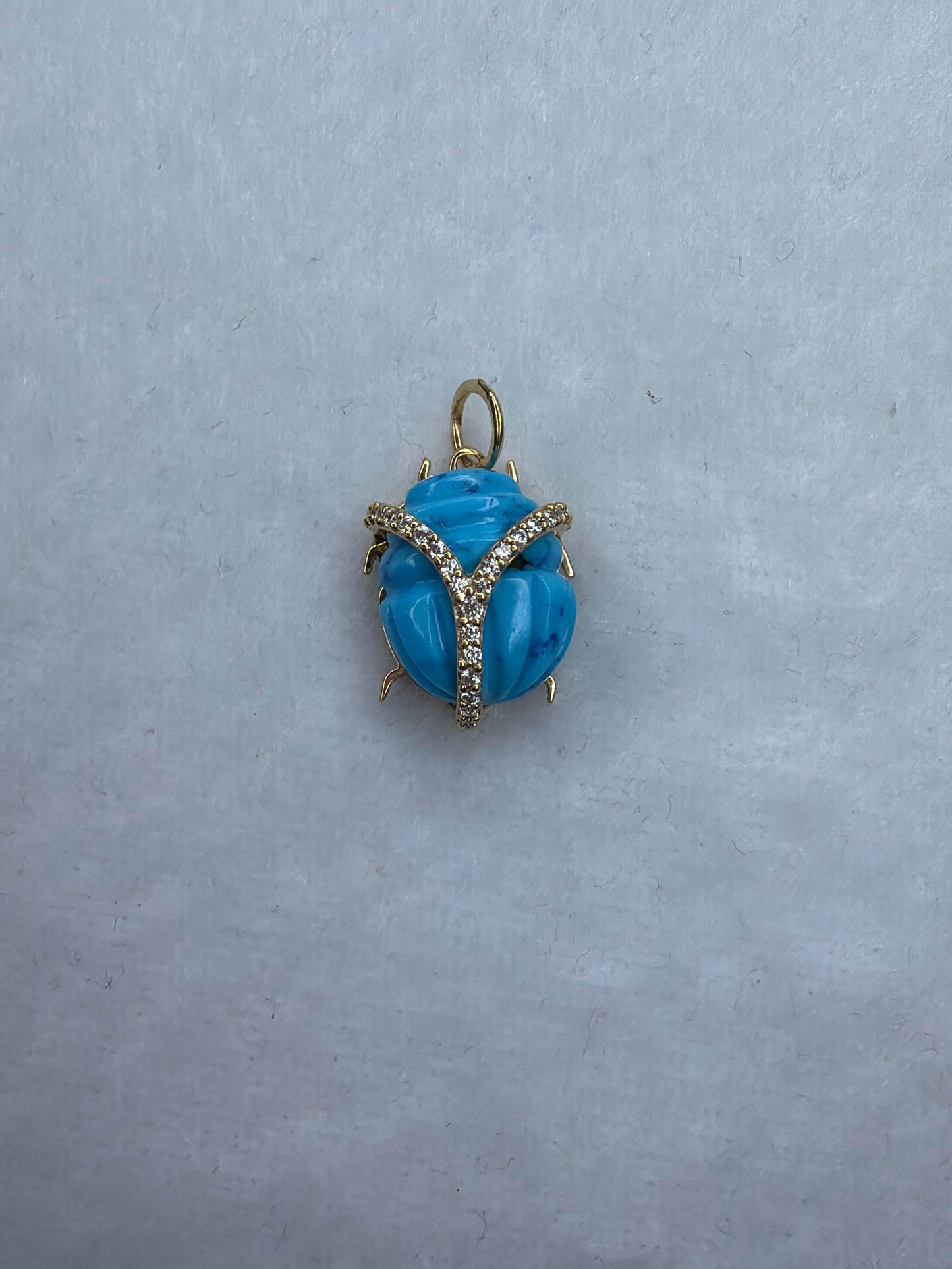Scarab Pendant Charm- Hand Carved 18k Gold