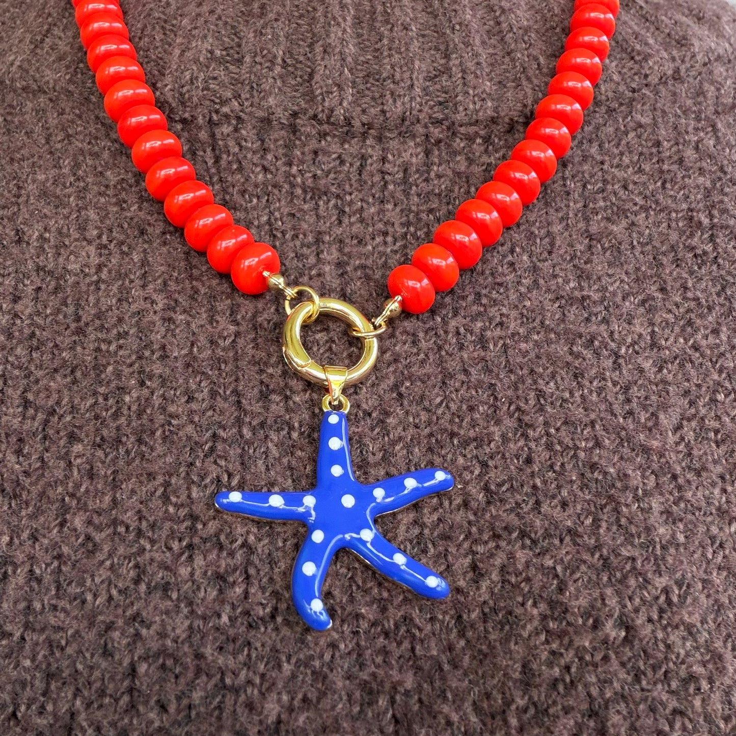 Starfish Pendant Beaded Necklace