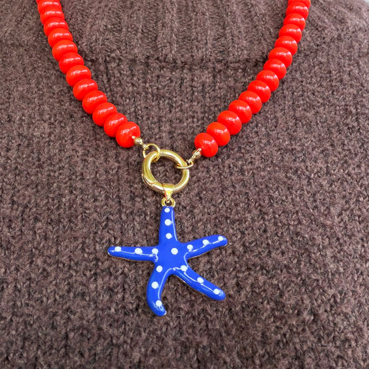 Starfish Pendant Beaded Necklace
