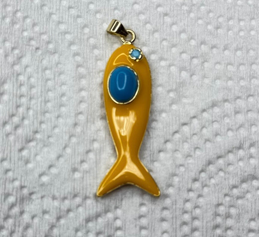 Natural Stone Colorful Fish Charm