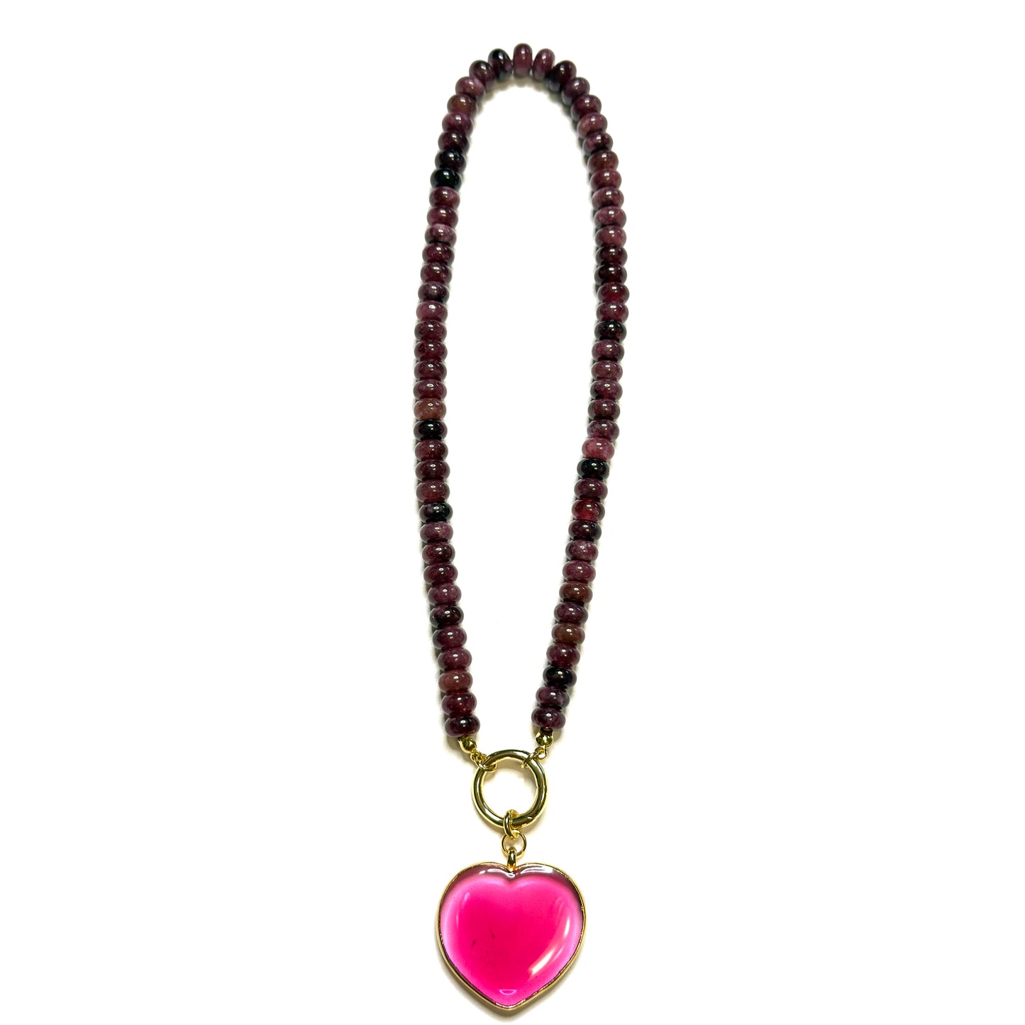 15" Pop Color Natural Stone Sweetheart Necklace