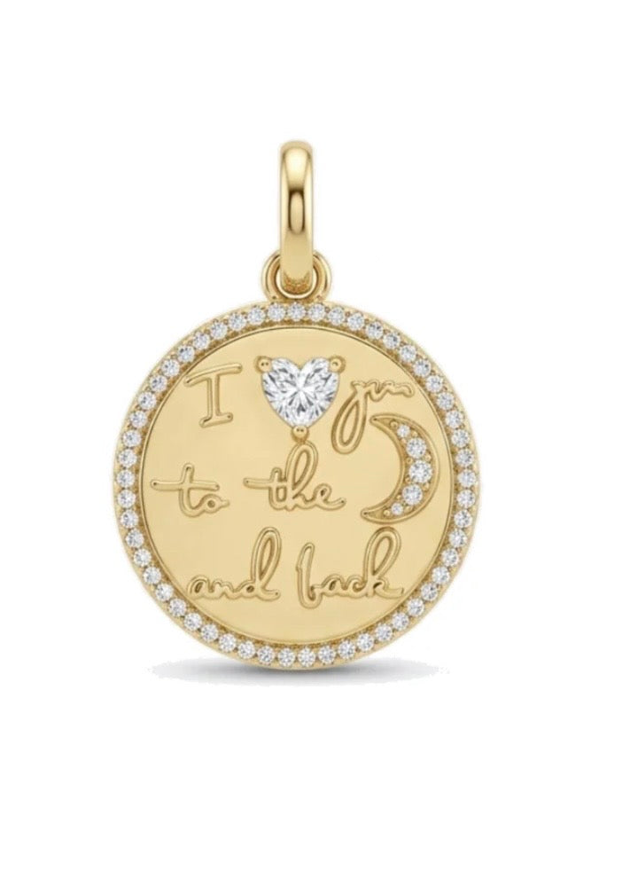 To the Moon & Back Charm – 18K Gold Plated CZ Pendant