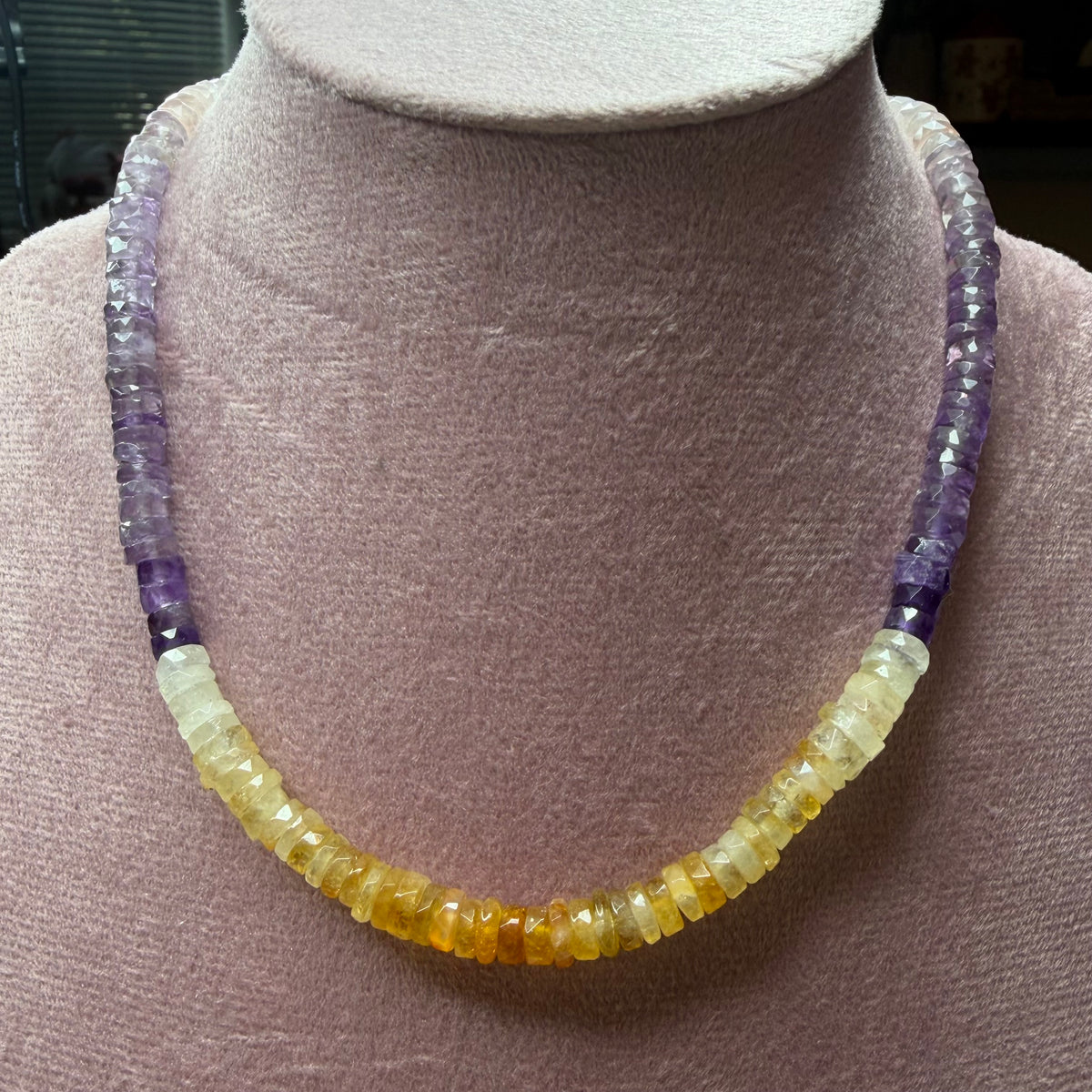 Natural Crystal Bead Necklace | Handmade German-Cut