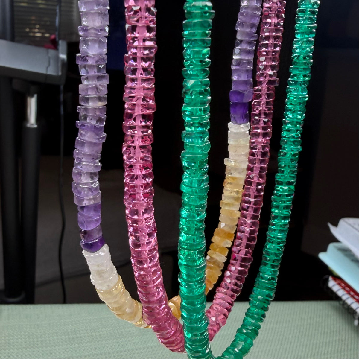 Natural Crystal Bead Necklace | Handmade German-Cut