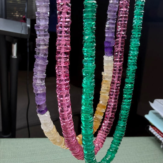 Natural Crystal Bead Necklace | Handmade German-Cut