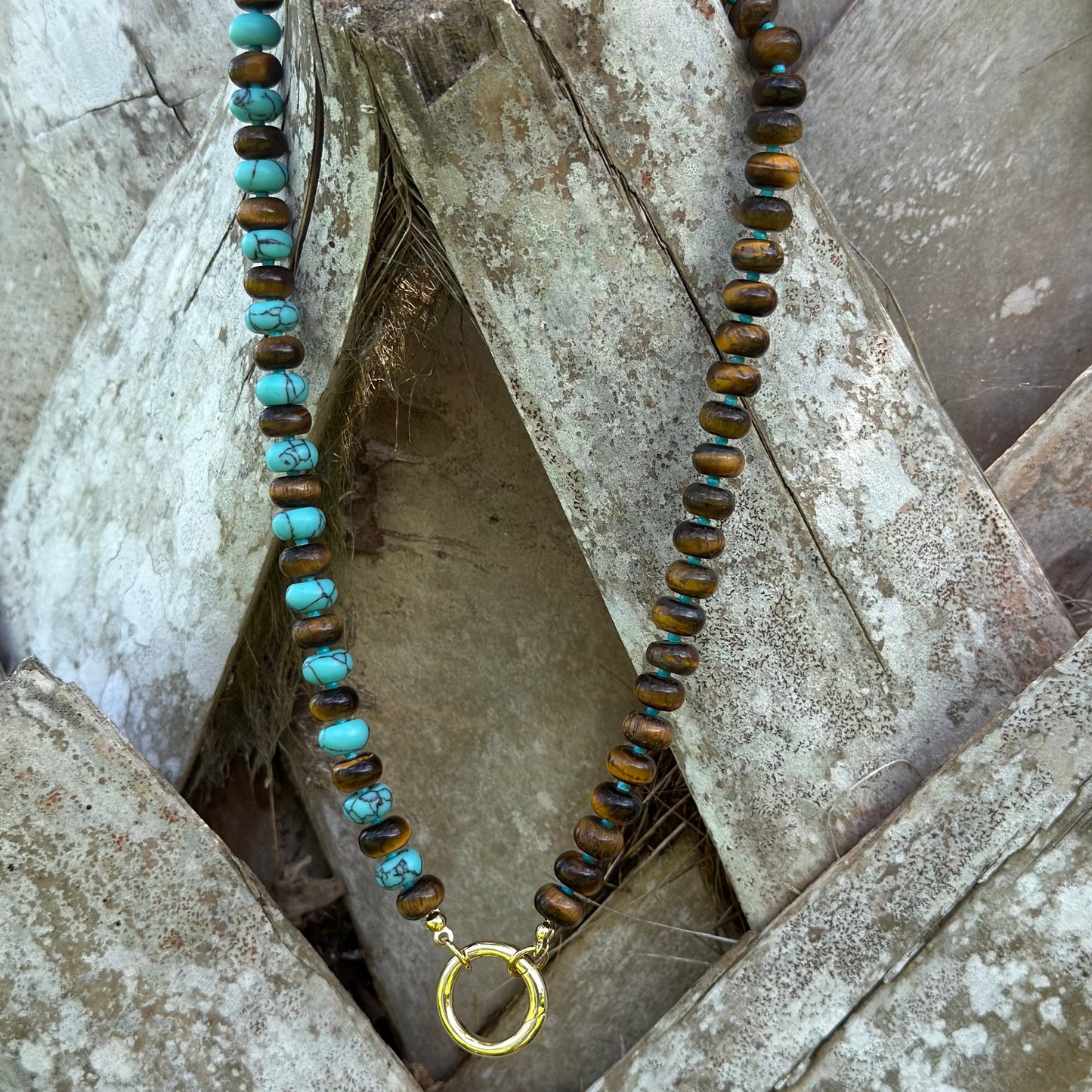 Tiger Eye & Turquoise Beaded Necklace