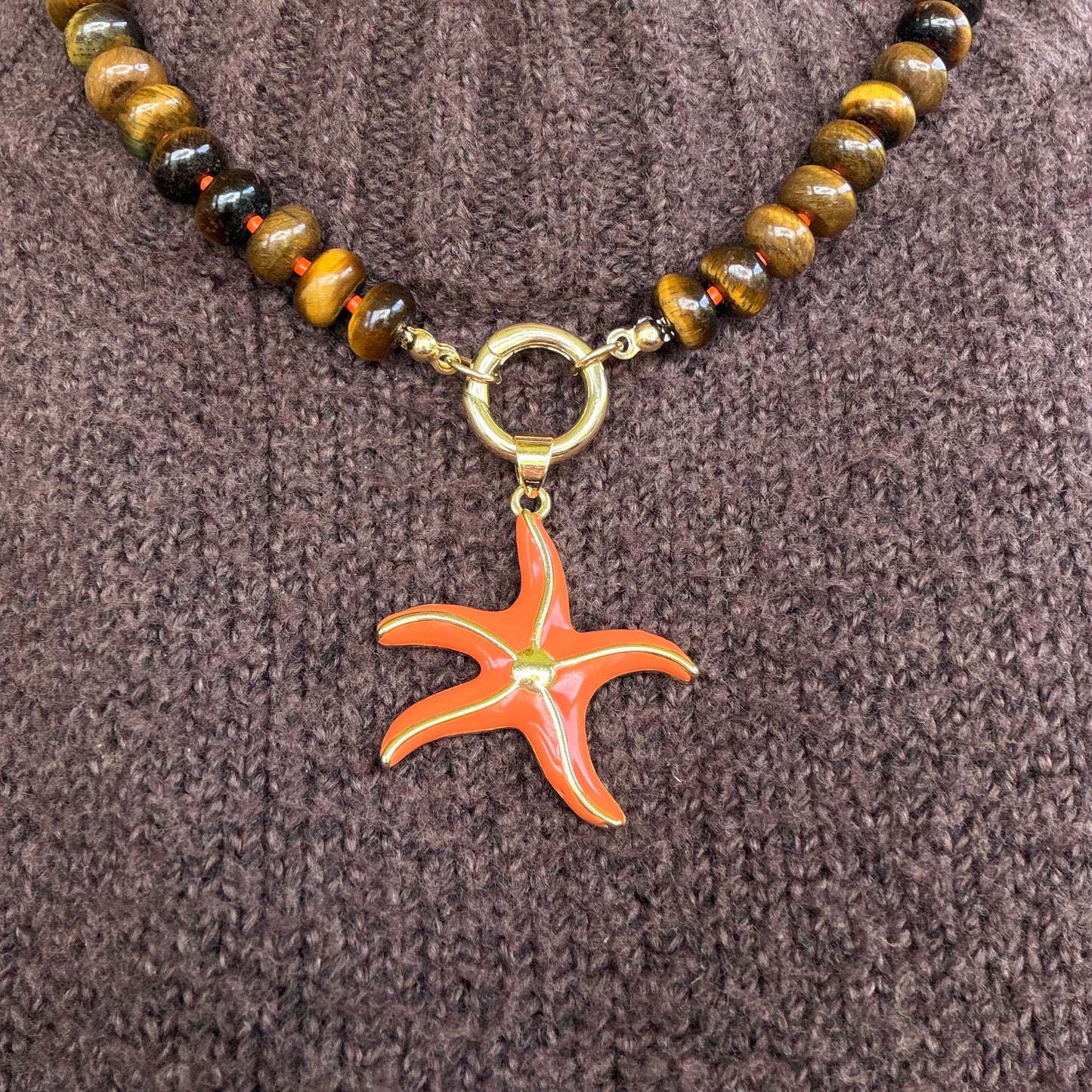 Starfish Pendant Beaded Necklace