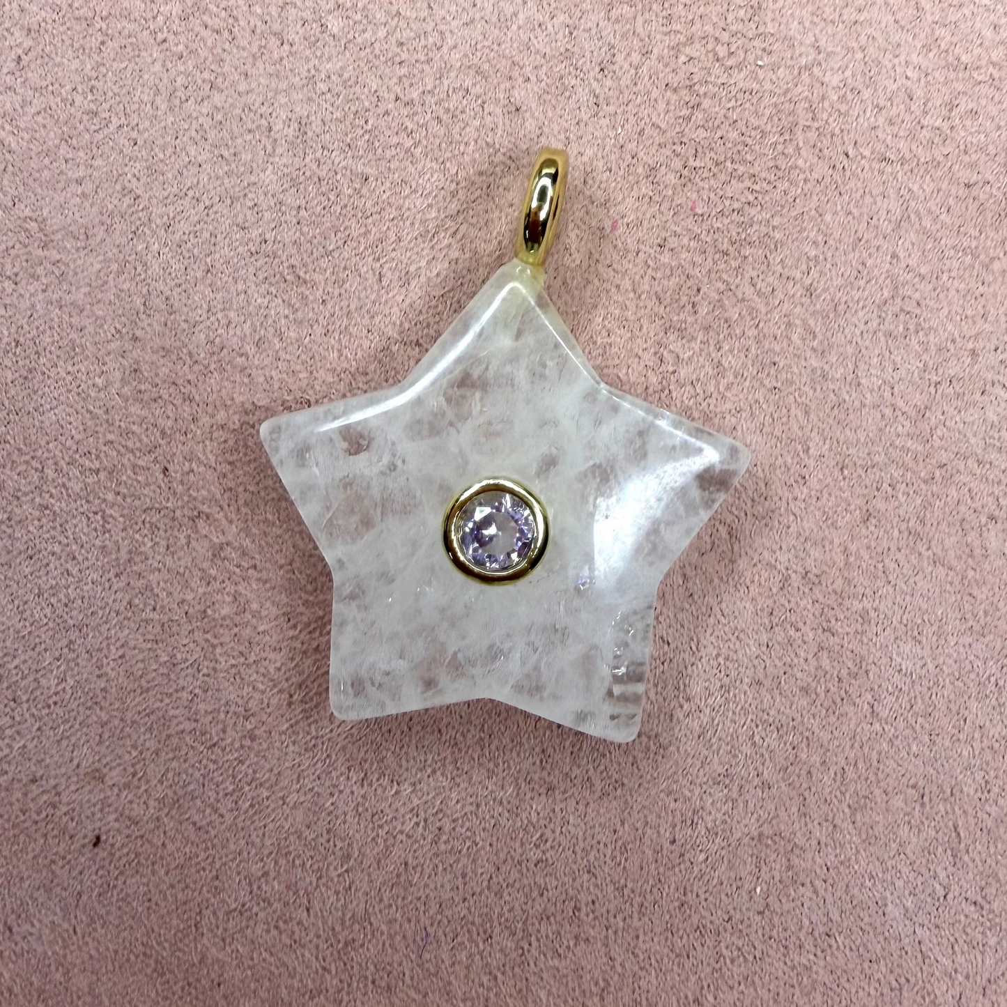 Quartz Star Pendant with 14K Gold-Plated Bail
